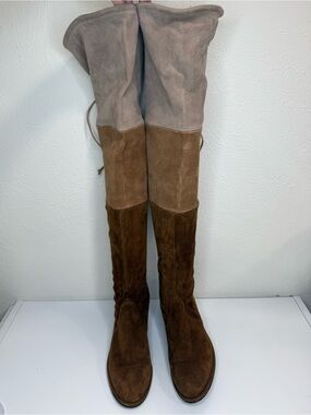 Stuart Weitzman Lowland Tri-Color Suede Over Knee Boots 6B